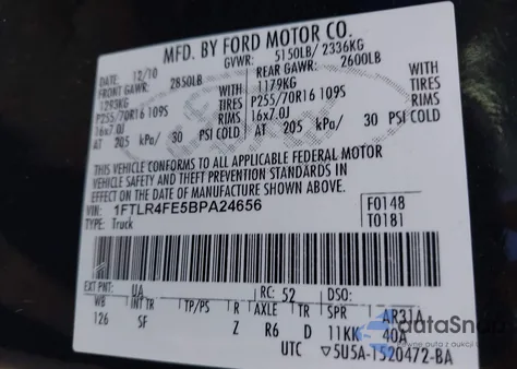 2011 Ford Ranger Super Cab из США, поврежденный, VIN 1FTLR4FE5BPA24656